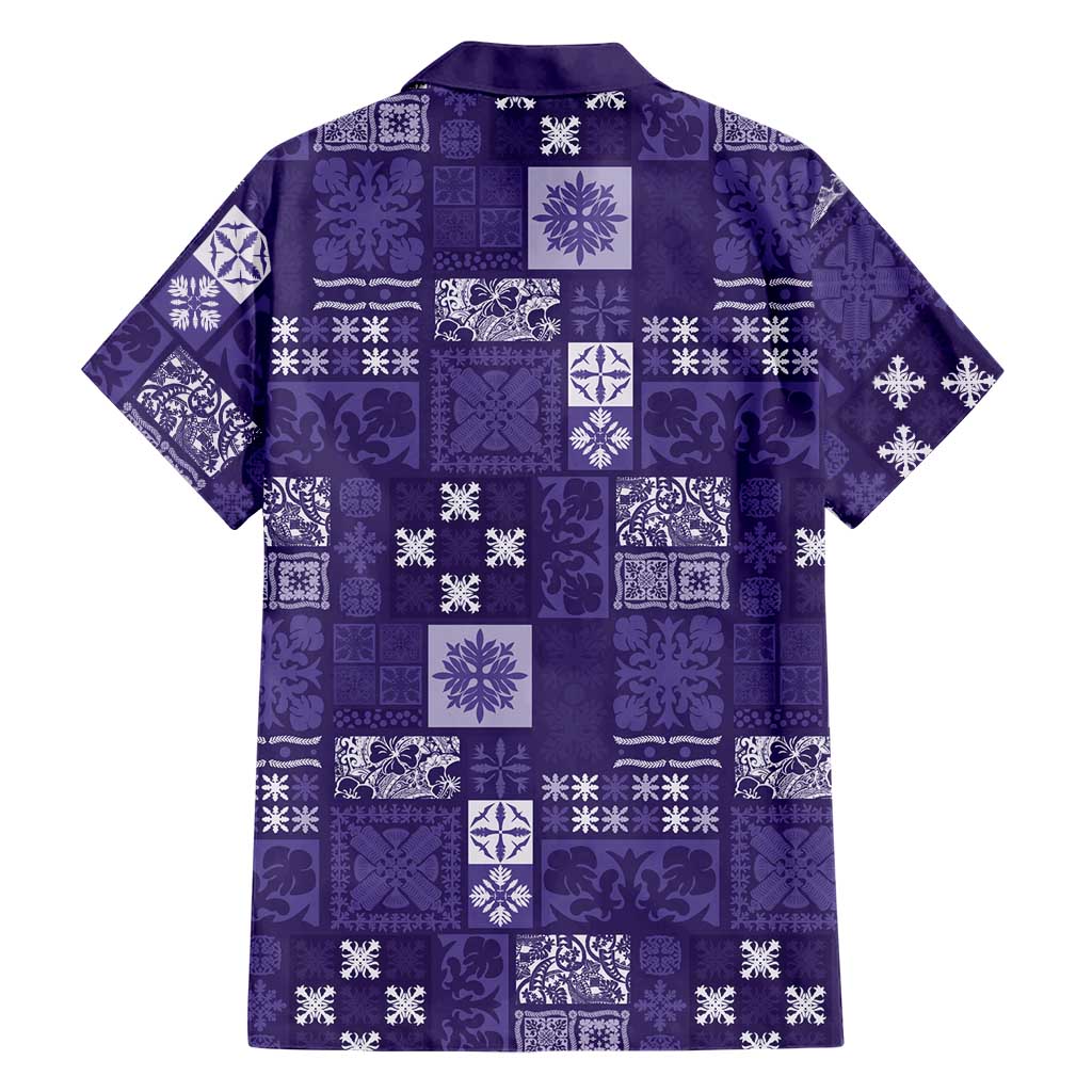 Vintage Hawaiian Quilting Patterns Family Matching Mermaid Dress and Hawaiian Shirt Purple Style Tribal Fabric Patchwork LT9 - Polynesian Pride