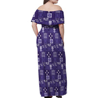 Vintage Hawaiian Quilting Patterns Family Matching Off Shoulder Maxi Dress and Hawaiian Shirt Purple Style Tribal Fabric Patchwork LT9 - Polynesian Pride