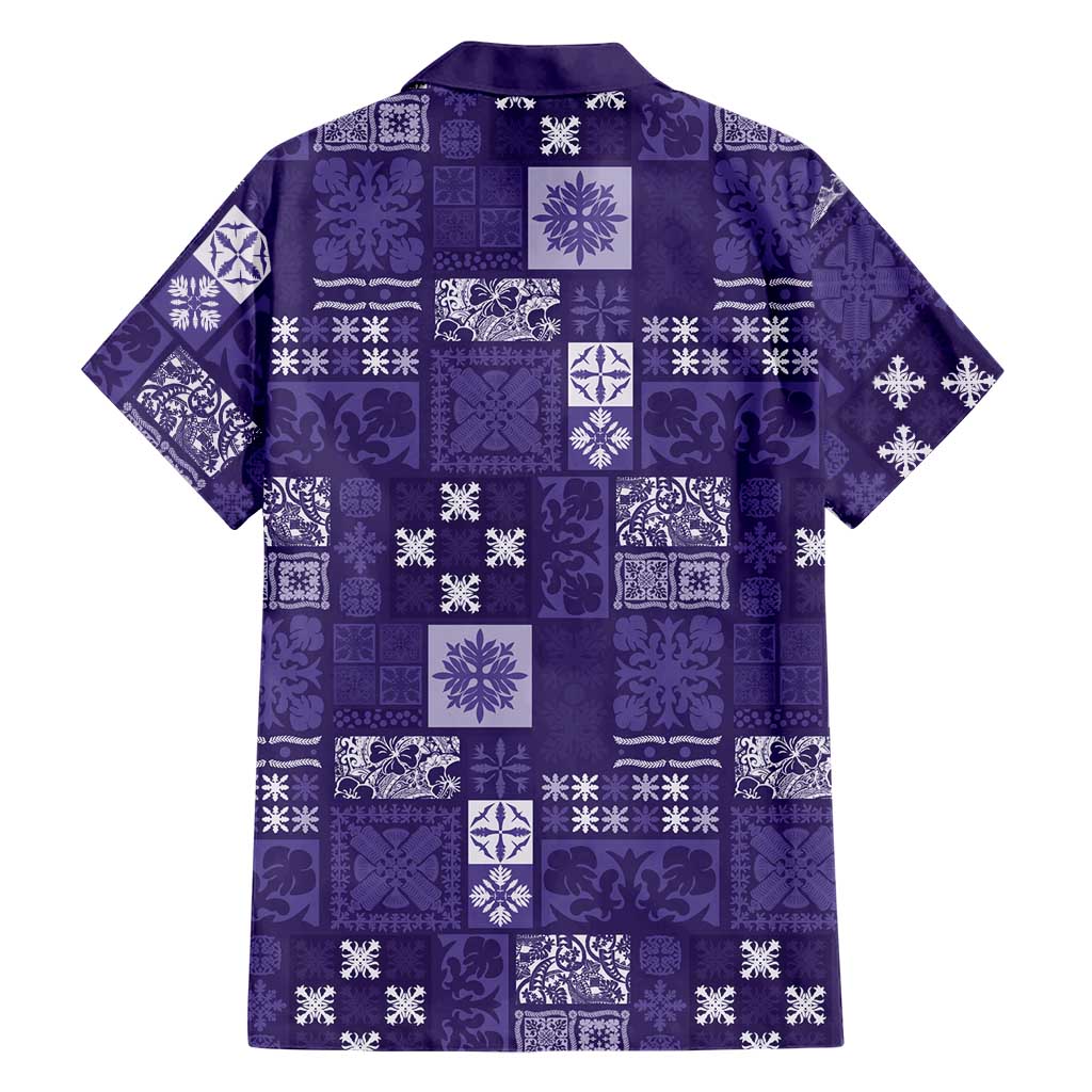Vintage Hawaiian Quilting Patterns Family Matching Tank Maxi Dress and Hawaiian Shirt Purple Style Tribal Fabric Patchwork LT9 - Polynesian Pride