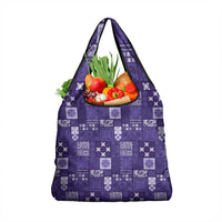 Vintage Hawaiian Quilting Patterns Grocery Bag Purple Style Tribal Fabric Patchwork - Polynesian Pride