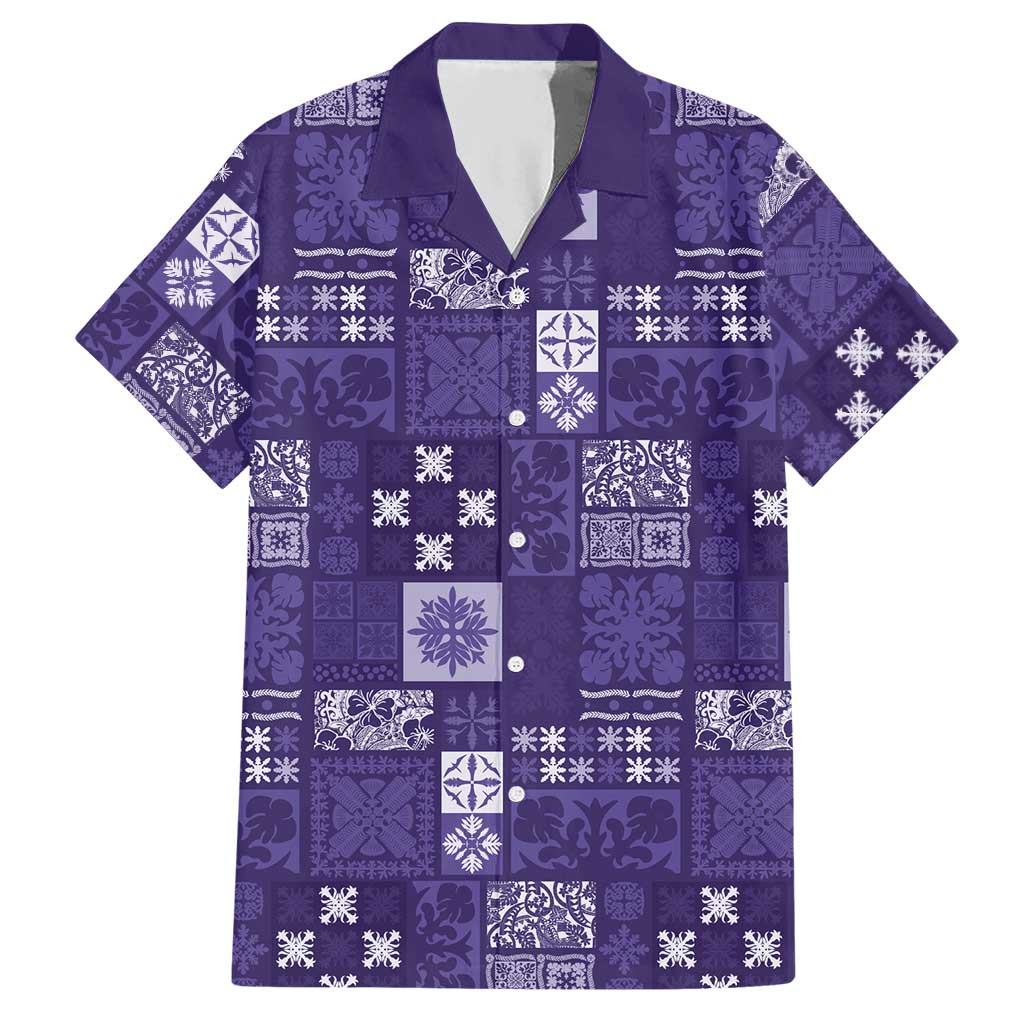 Vintage Hawaiian Quilting Patterns Hawaiian Shirt Purple Style Tribal Fabric Patchwork - Polynesian Pride