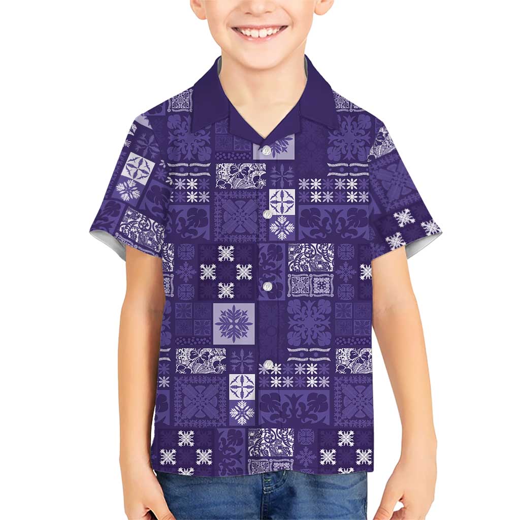 Vintage Hawaiian Quilting Patterns Hawaiian Shirt Purple Style Tribal Fabric Patchwork - Polynesian Pride