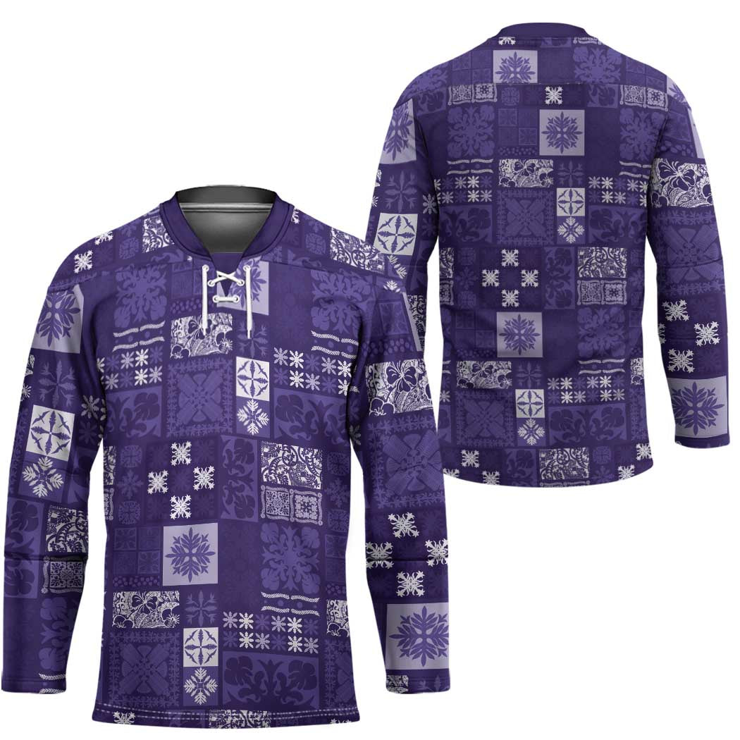 Vintage Hawaiian Quilting Patterns Hockey Jersey Purple Style Tribal Fabric Patchwork - Polynesian Pride