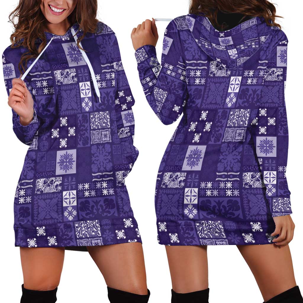 Vintage Hawaiian Quilting Patterns Hoodie Dress Purple Style Tribal Fabric Patchwork - Polynesian Pride