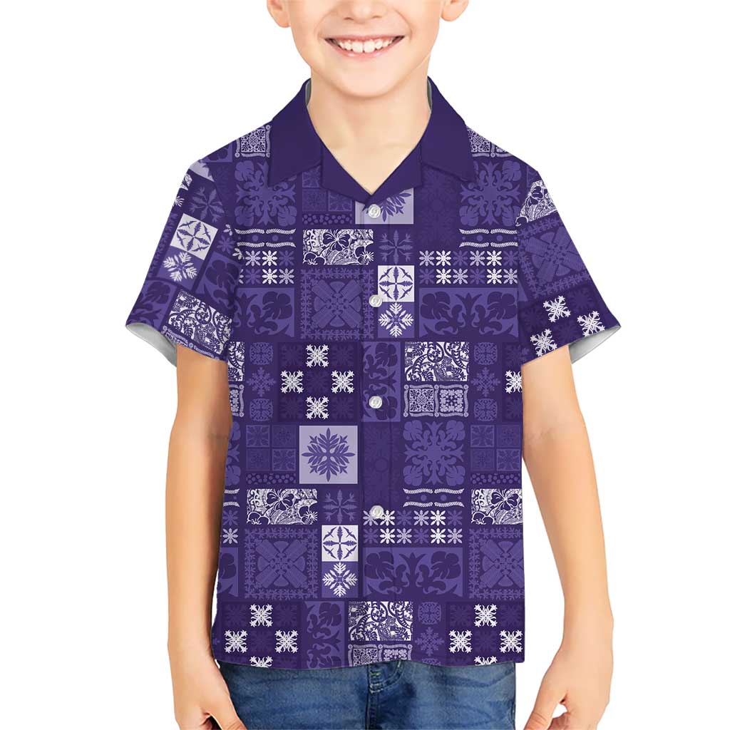 Vintage Hawaiian Quilting Patterns Kid Hawaiian Shirt Purple Style Tribal Fabric Patchwork - Polynesian Pride