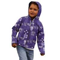Vintage Hawaiian Quilting Patterns Kid Hoodie Purple Style Tribal Fabric Patchwork - Polynesian Pride
