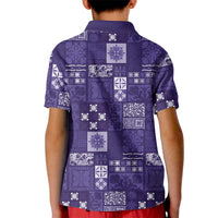 Vintage Hawaiian Quilting Patterns Kid Polo Shirt Purple Style Tribal Fabric Patchwork - Polynesian Pride