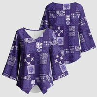 Vintage Hawaiian Quilting Patterns Kimono Sleeve Blouse Purple Style Tribal Fabric Patchwork - Polynesian Pride