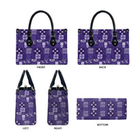 Vintage Hawaiian Quilting Patterns Leather Bag Purple Style Tribal Fabric Patchwork - Polynesian Pride