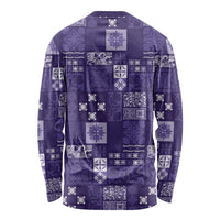 Vintage Hawaiian Quilting Patterns Long Sleeve Shirt Purple Style Tribal Fabric Patchwork - Polynesian Pride