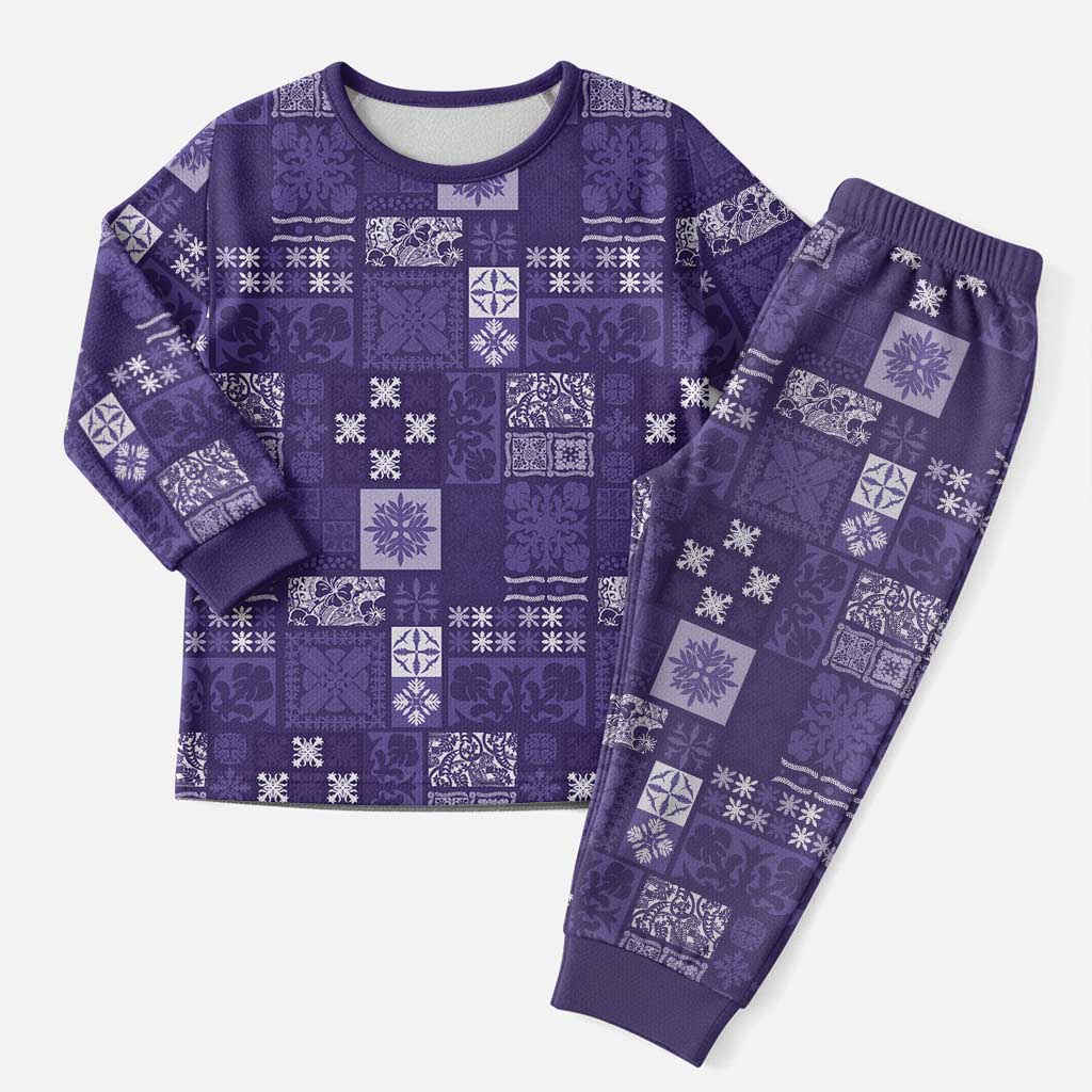 Vintage Hawaiian Quilting Patterns Christmas Pajama Set Purple Style Tribal Fabric Patchwork - Polynesian Pride