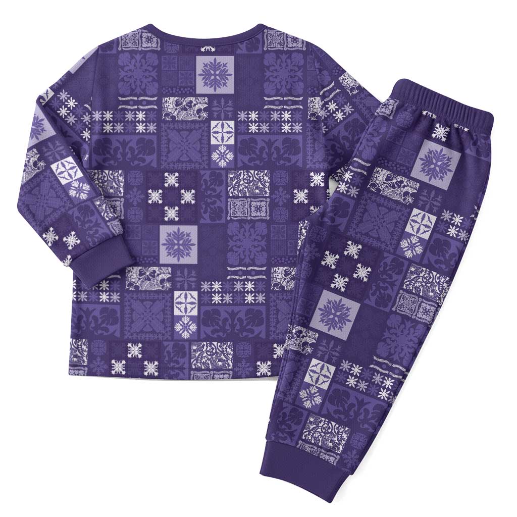Vintage Hawaiian Quilting Patterns Christmas Pajama Set Purple Style Tribal Fabric Patchwork - Polynesian Pride