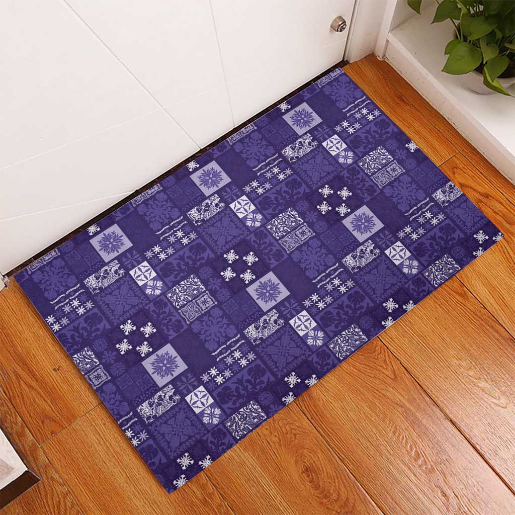 Vintage Hawaiian Quilting Patterns Rubber Doormat Purple Style Tribal Fabric Patchwork - Polynesian Pride