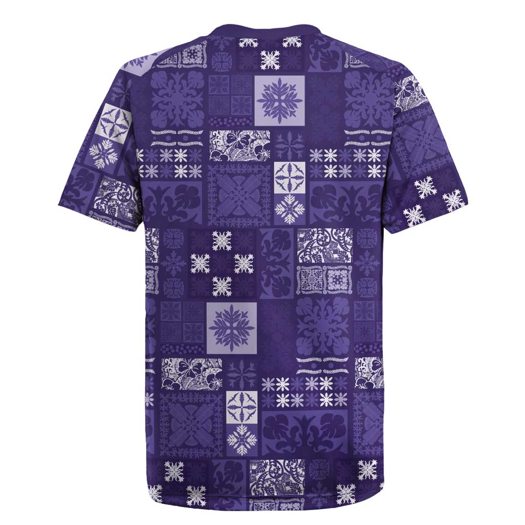 Vintage Hawaiian Quilting Patterns Rugby Jersey Purple Style Tribal Fabric Patchwork LT9 - Polynesian Pride