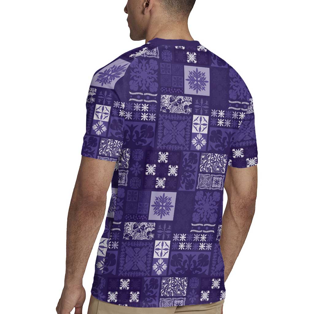 Vintage Hawaiian Quilting Patterns Rugby Jersey Purple Style Tribal Fabric Patchwork LT9 - Polynesian Pride