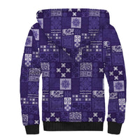 Vintage Hawaiian Quilting Patterns Sherpa Hoodie Purple Style Tribal Fabric Patchwork - Polynesian Pride