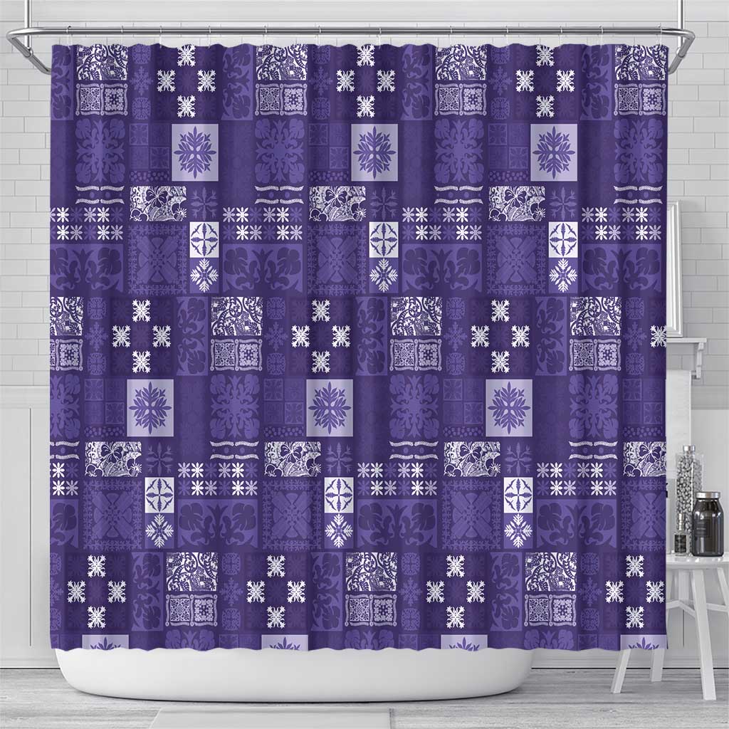 Vintage Hawaiian Quilting Patterns Shower Curtain Purple Style Tribal Fabric Patchwork LT9 - Polynesian Pride