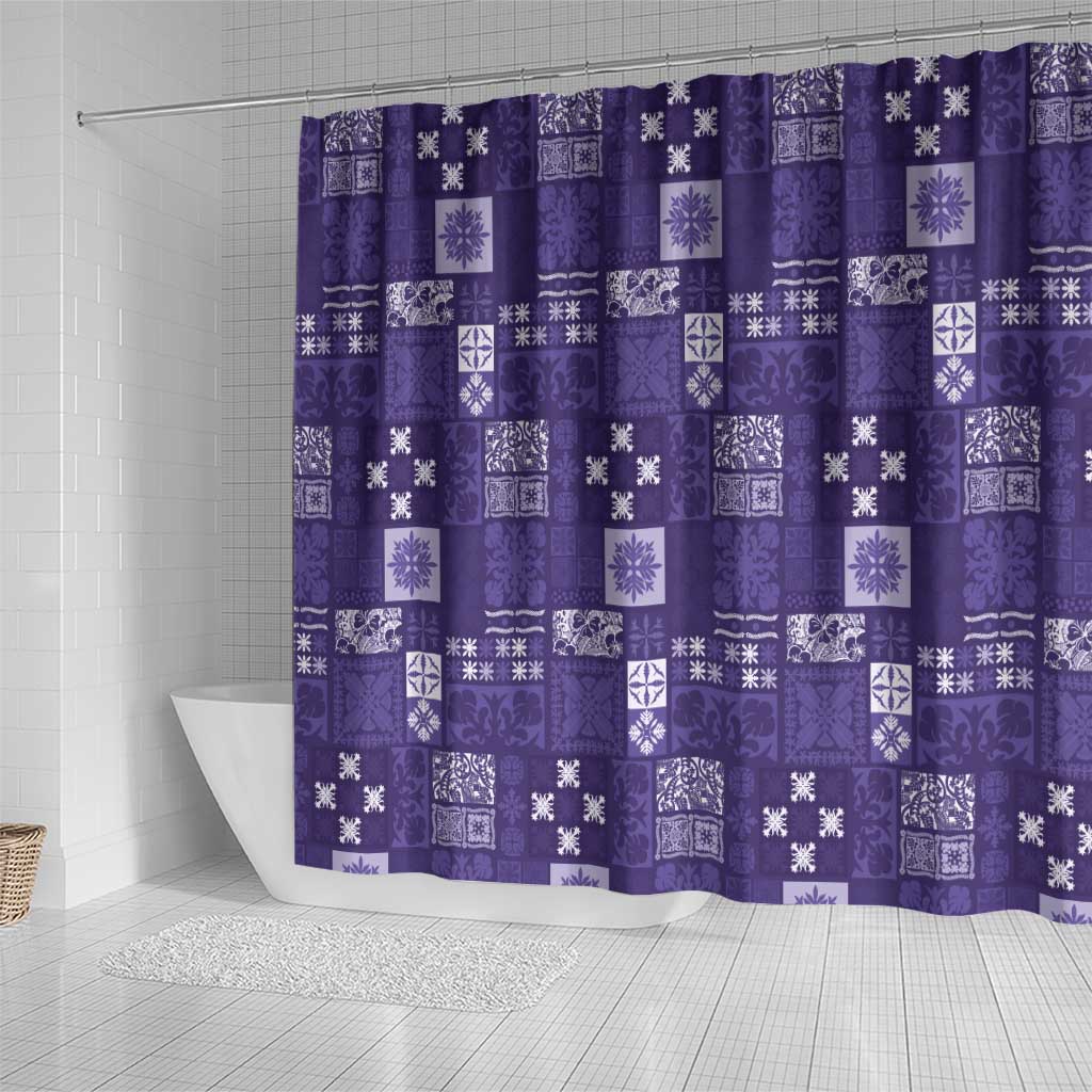 Vintage Hawaiian Quilting Patterns Shower Curtain Purple Style Tribal Fabric Patchwork LT9 - Polynesian Pride