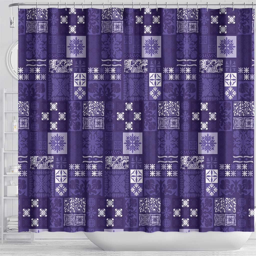 Vintage Hawaiian Quilting Patterns Shower Curtain Purple Style Tribal Fabric Patchwork LT9 - Polynesian Pride