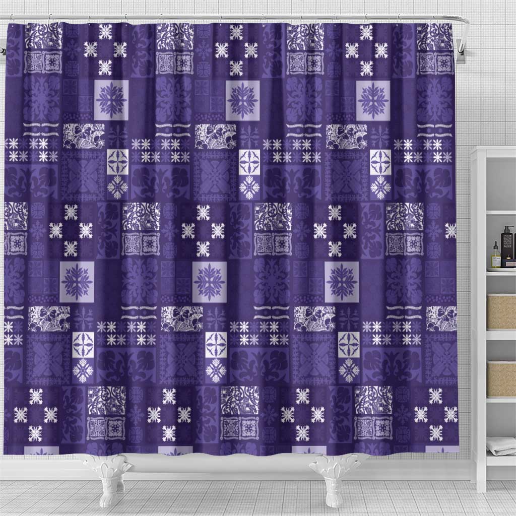 Vintage Hawaiian Quilting Patterns Shower Curtain Purple Style Tribal Fabric Patchwork LT9 - Polynesian Pride