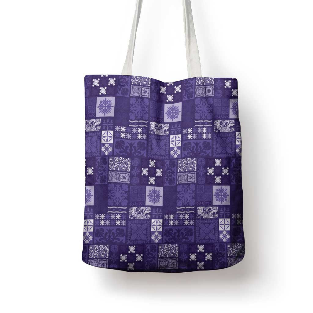 Vintage Hawaiian Quilting Patterns Tote Bag Purple Style Tribal Fabric Patchwork LT9 - Polynesian Pride