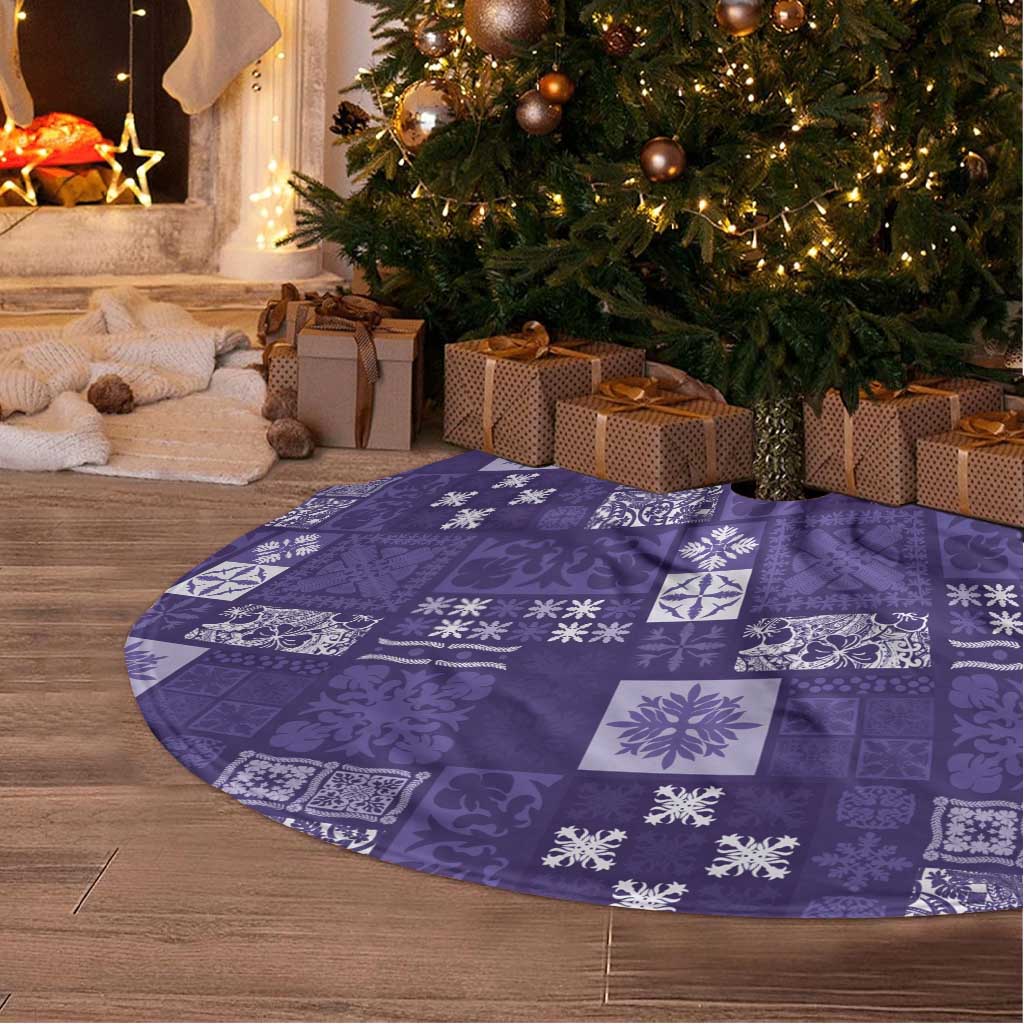 Vintage Hawaiian Quilting Patterns Tree Skirt Purple Style Tribal Fabric Patchwork - Polynesian Pride