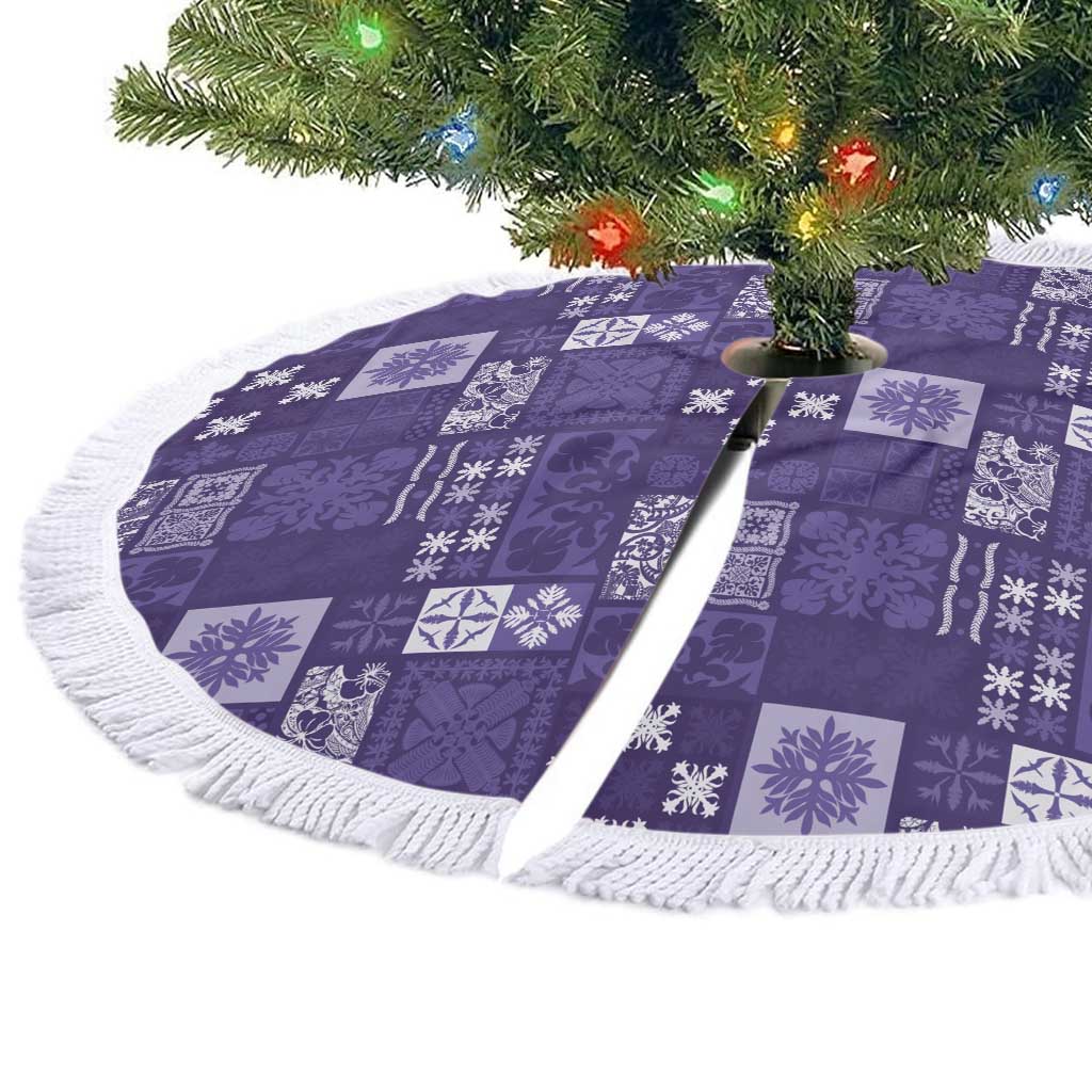 Vintage Hawaiian Quilting Patterns Tree Skirt Purple Style Tribal Fabric Patchwork - Polynesian Pride