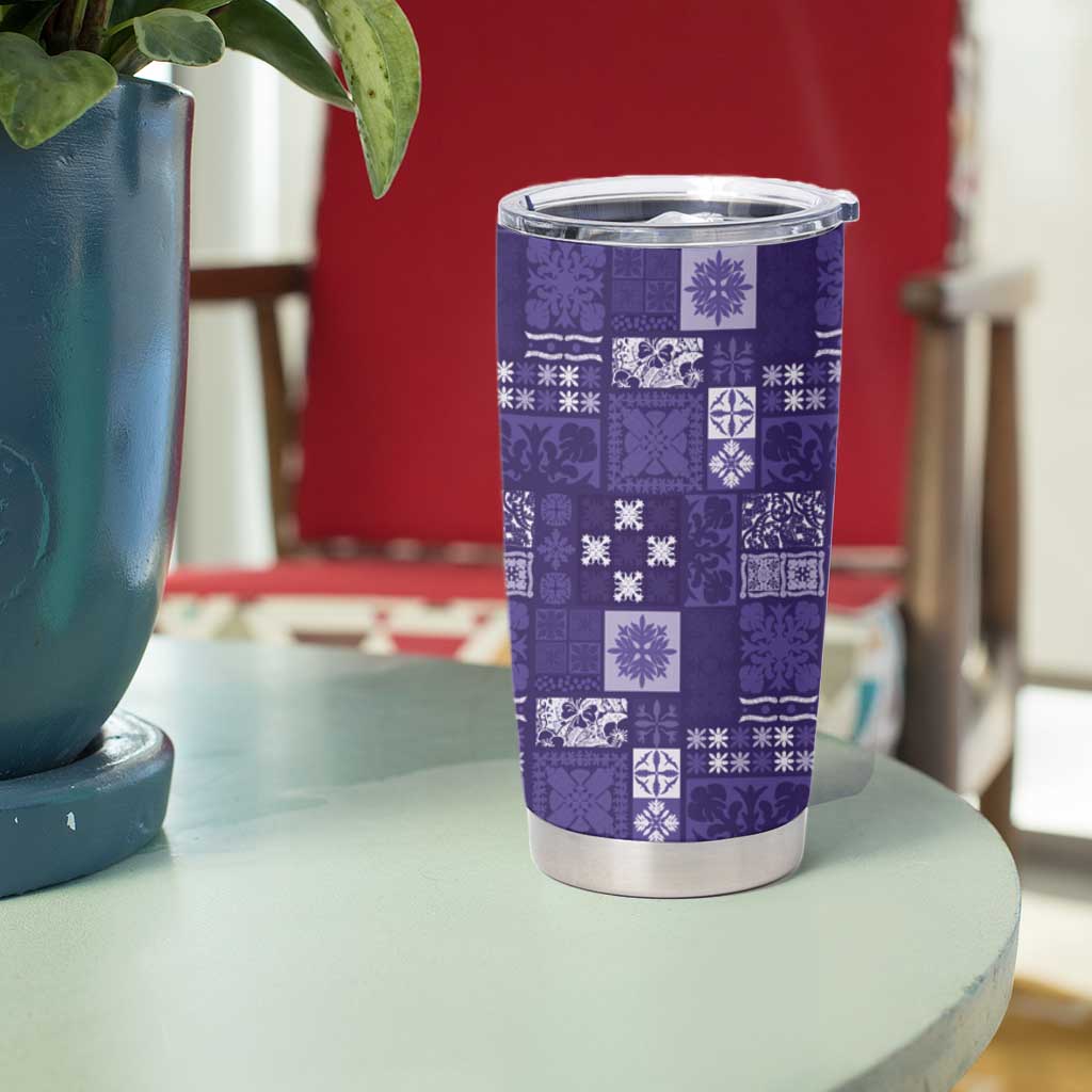 Vintage Hawaiian Quilting Patterns Tumbler Cup Purple Style Tribal Fabric Patchwork - Polynesian Pride