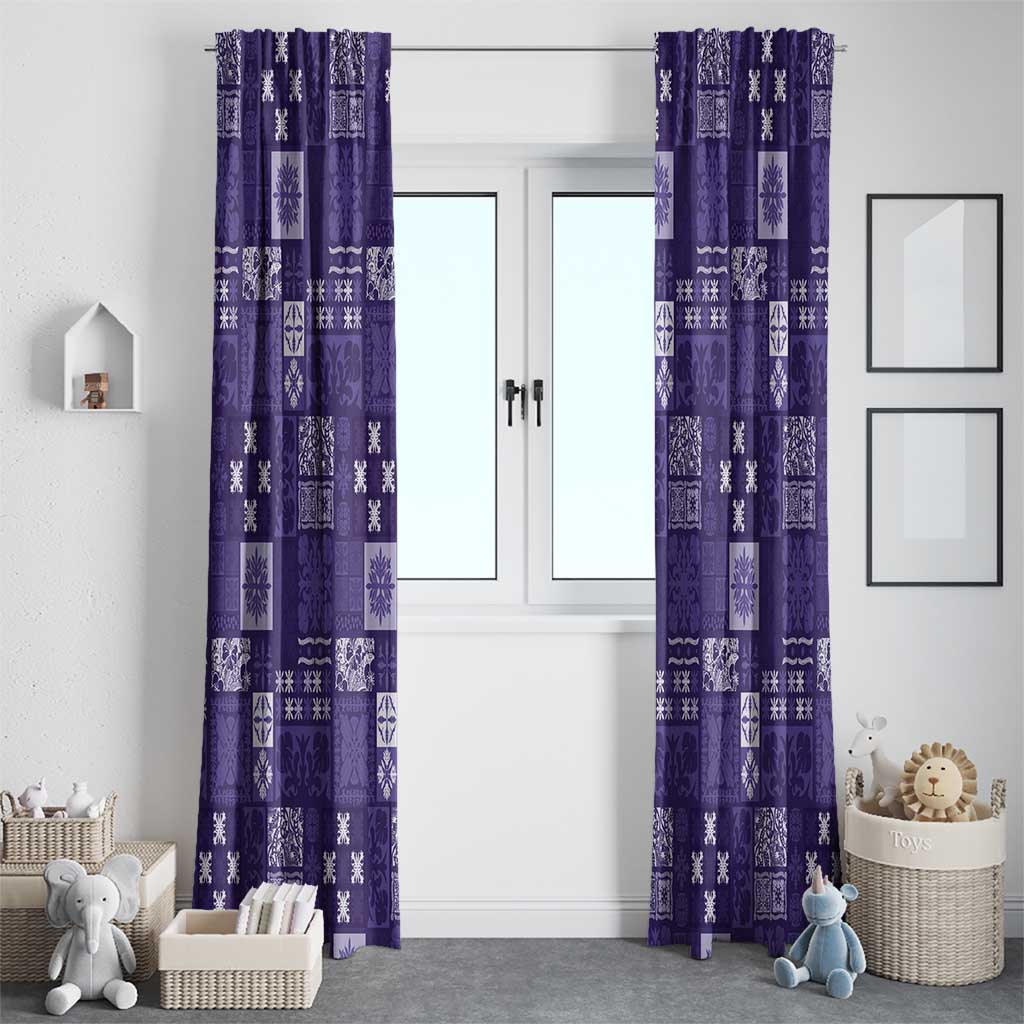 Vintage Hawaiian Quilting Patterns Window Curtain Purple Style Tribal Fabric Patchwork - Polynesian Pride