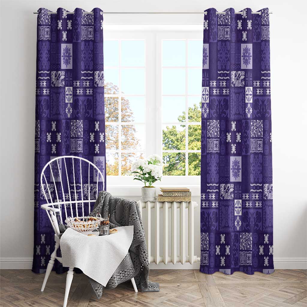 Vintage Hawaiian Quilting Patterns Window Curtain Purple Style Tribal Fabric Patchwork - Polynesian Pride