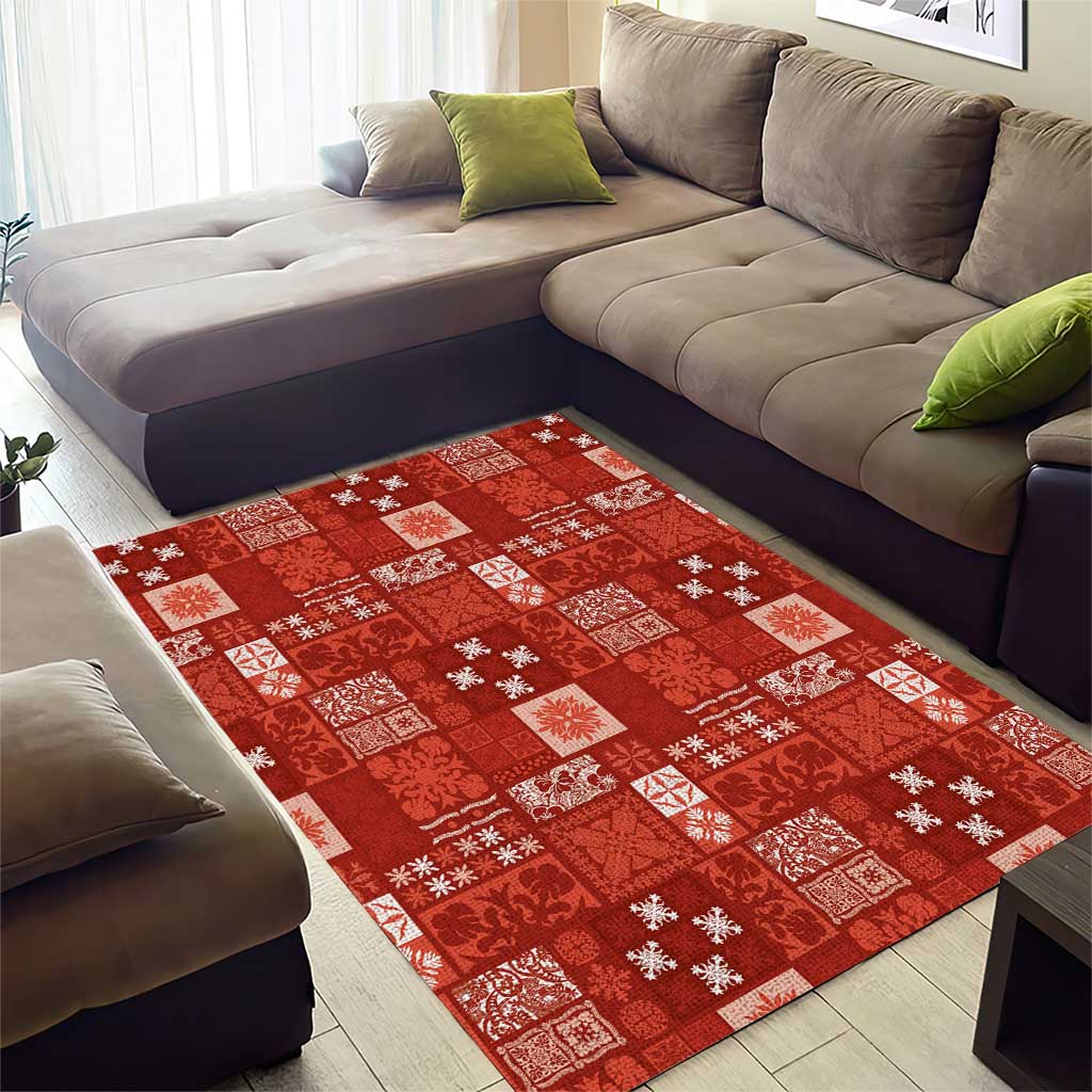 Vintage Hawaiian Quilting Patterns Area Rug Red Style Tribal Fabric Patchwork - Polynesian Pride