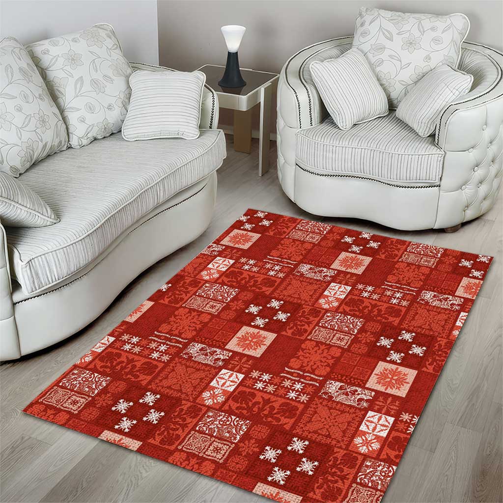 Vintage Hawaiian Quilting Patterns Area Rug Red Style Tribal Fabric Patchwork - Polynesian Pride