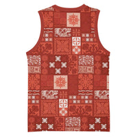 Vintage Hawaiian Quilting Patterns Basketball Jersey Red Style Tribal Fabric Patchwork LT9 - Polynesian Pride