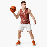 Vintage Hawaiian Quilting Patterns Basketball Jersey Red Style Tribal Fabric Patchwork LT9 - Polynesian Pride