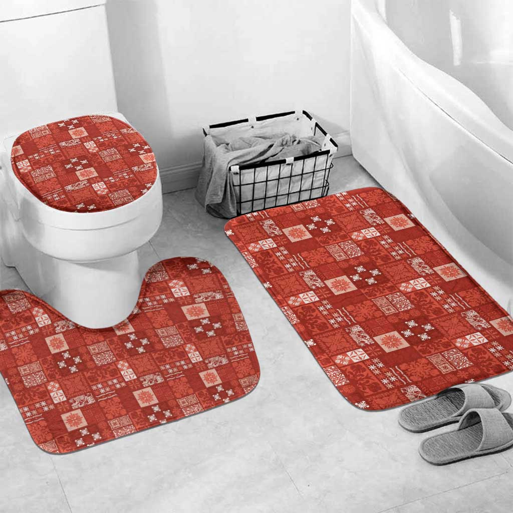Vintage Hawaiian Quilting Patterns Bathroom Set Red Style Tribal Fabric Patchwork - Polynesian Pride