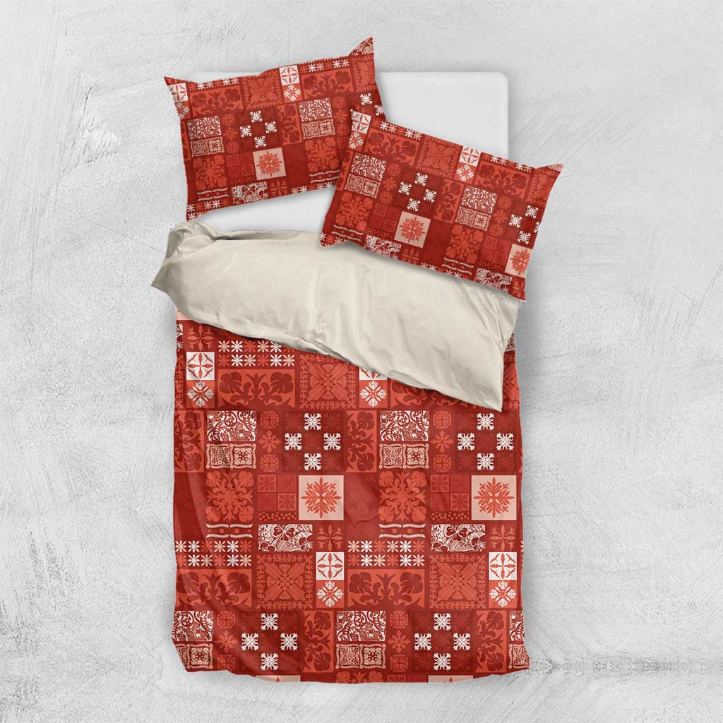 Vintage Hawaiian Quilting Patterns Bedding Set Red Style Tribal Fabric Patchwork - Polynesian Pride