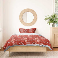 Vintage Hawaiian Quilting Patterns Bedding Set Red Style Tribal Fabric Patchwork - Polynesian Pride