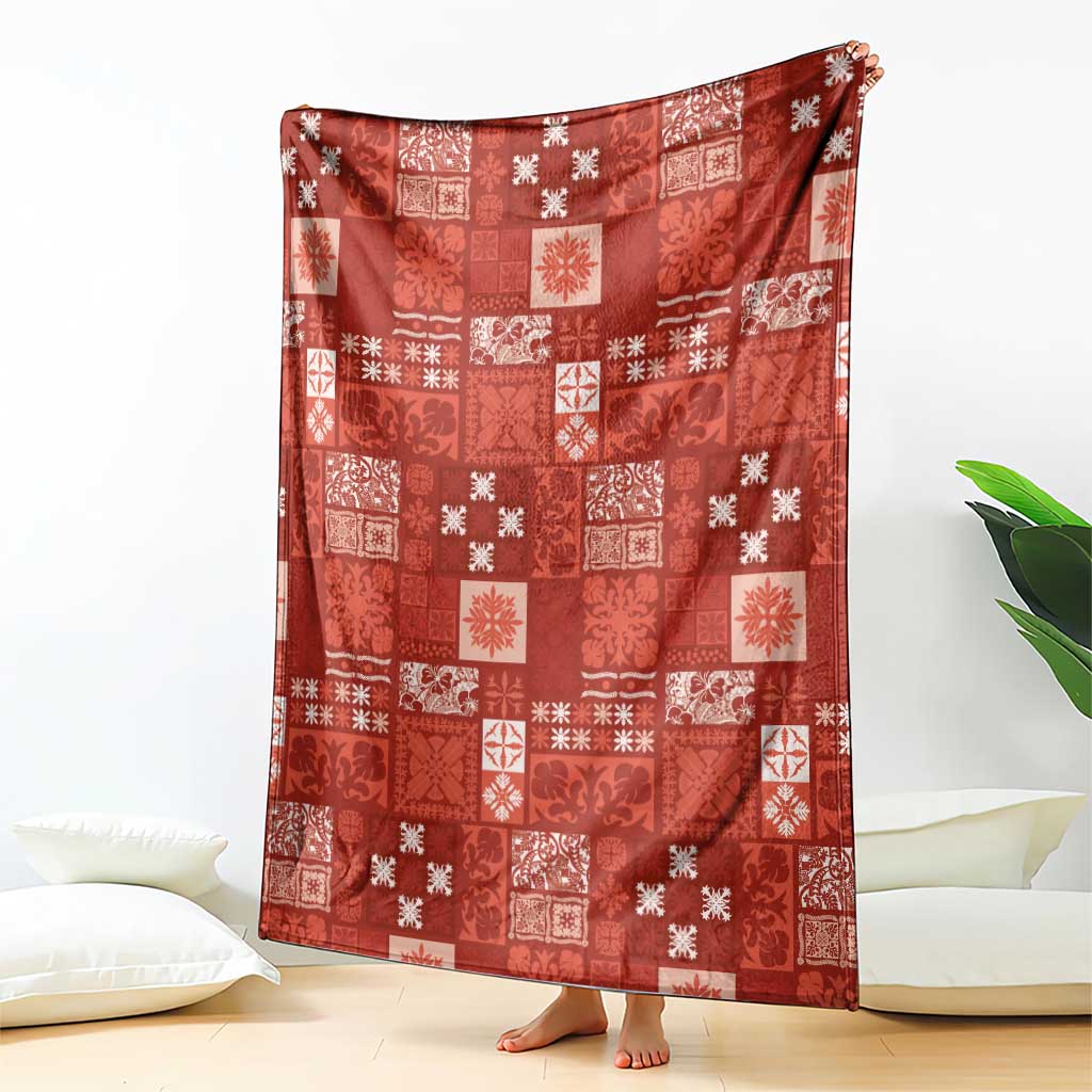 Vintage Hawaiian Quilting Patterns Blanket Red Style Tribal Fabric Patchwork - Polynesian Pride