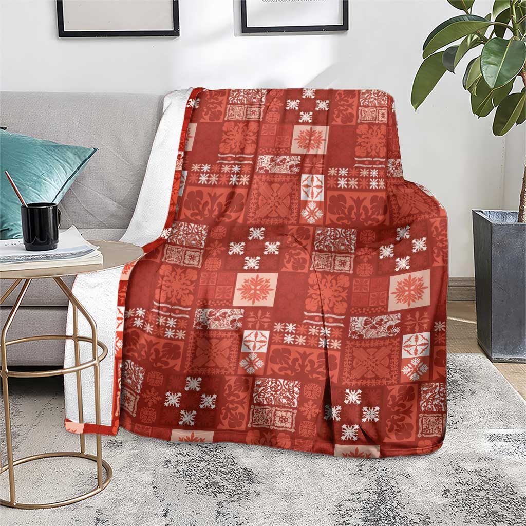 Vintage Hawaiian Quilting Patterns Blanket Red Style Tribal Fabric Patchwork - Polynesian Pride