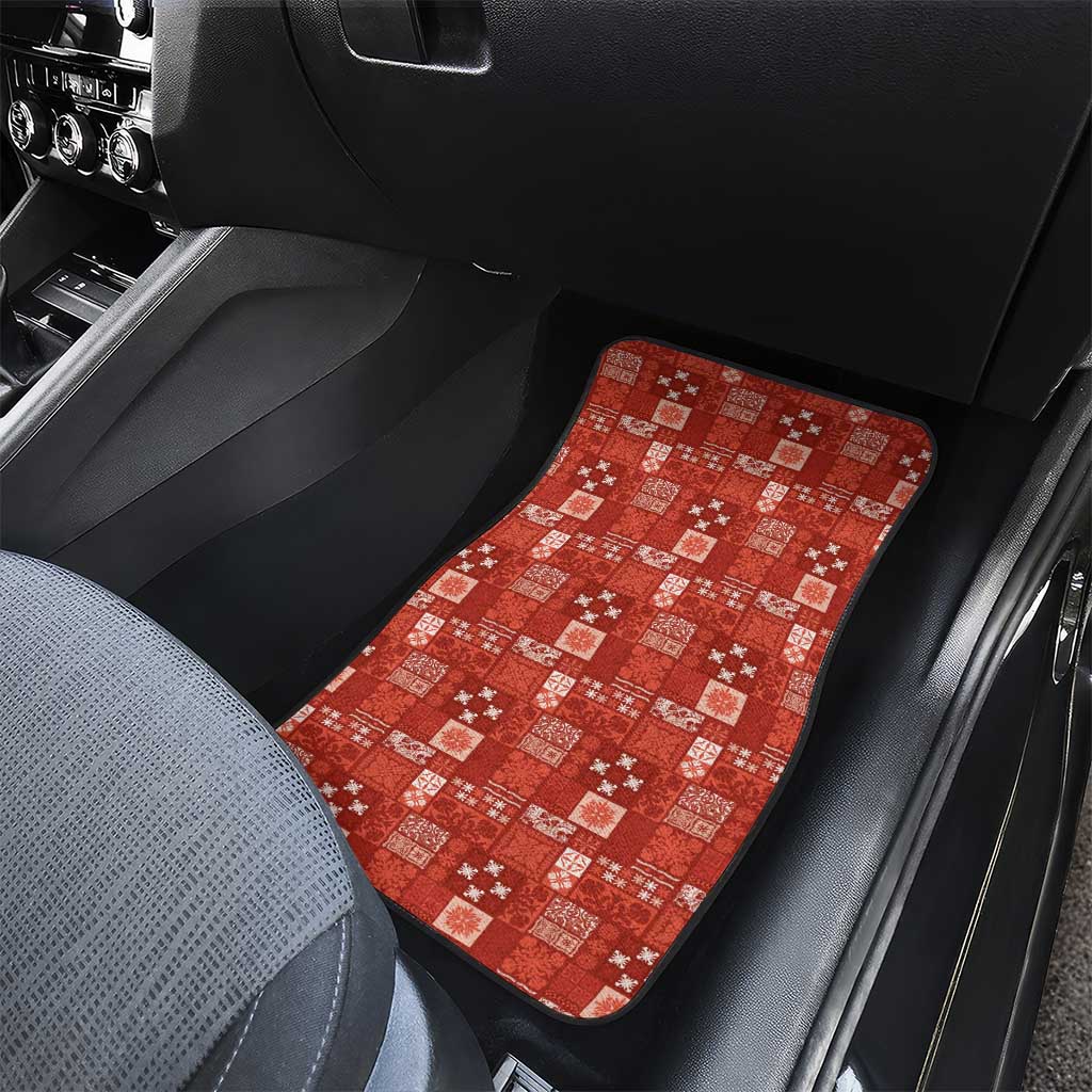 Vintage Hawaiian Quilting Patterns Car Mats Red Style Tribal Fabric Patchwork - Polynesian Pride