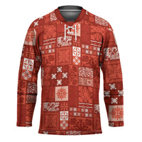Vintage Hawaiian Quilting Patterns Hockey Jersey Red Style Tribal Fabric Patchwork - Polynesian Pride