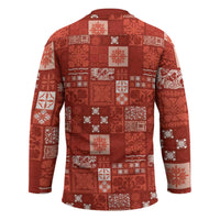 Vintage Hawaiian Quilting Patterns Hockey Jersey Red Style Tribal Fabric Patchwork - Polynesian Pride
