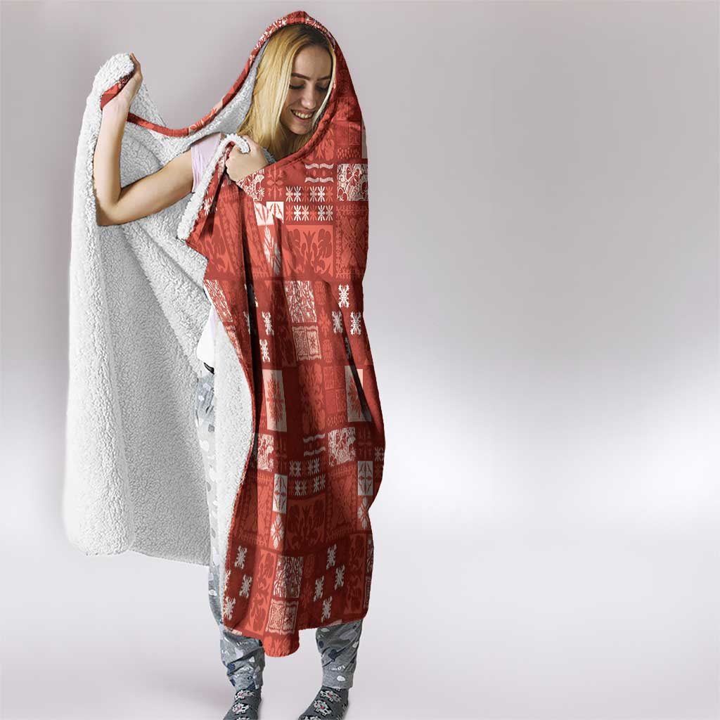 Vintage Hawaiian Quilting Patterns Hooded Blanket Red Style Tribal Fabric Patchwork - Polynesian Pride