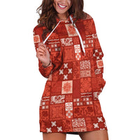 Vintage Hawaiian Quilting Patterns Hoodie Dress Red Style Tribal Fabric Patchwork - Polynesian Pride