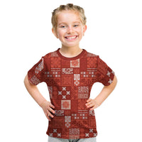 Vintage Hawaiian Quilting Patterns Kid T Shirt Red Style Tribal Fabric Patchwork LT9 Red - Polynesian Pride