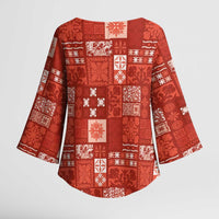 Vintage Hawaiian Quilting Patterns Kimono Sleeve Blouse Red Style Tribal Fabric Patchwork LT9 - Polynesian Pride