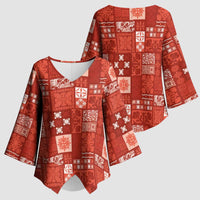 Vintage Hawaiian Quilting Patterns Kimono Sleeve Blouse Red Style Tribal Fabric Patchwork LT9 - Polynesian Pride