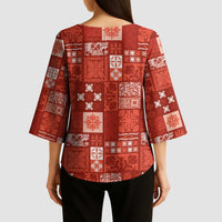 Vintage Hawaiian Quilting Patterns Kimono Sleeve Blouse Red Style Tribal Fabric Patchwork LT9 - Polynesian Pride