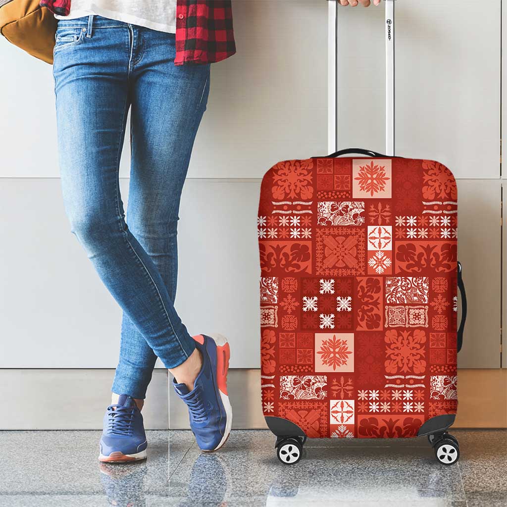 Vintage Hawaiian Quilting Patterns Luggage Cover Red Style Tribal Fabric Patchwork LT9 - Polynesian Pride