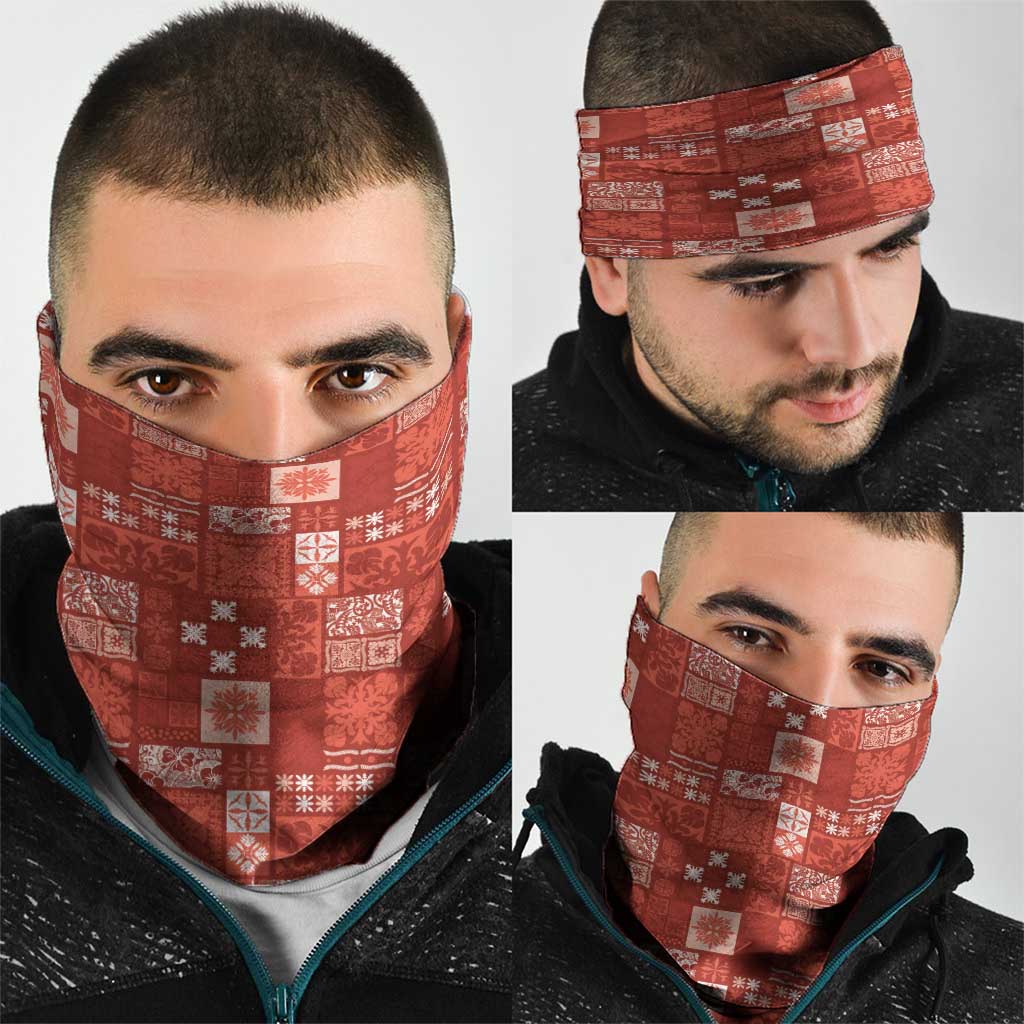 Vintage Hawaiian Quilting Patterns Neck Gaiter Red Style Tribal Fabric Patchwork - Polynesian Pride